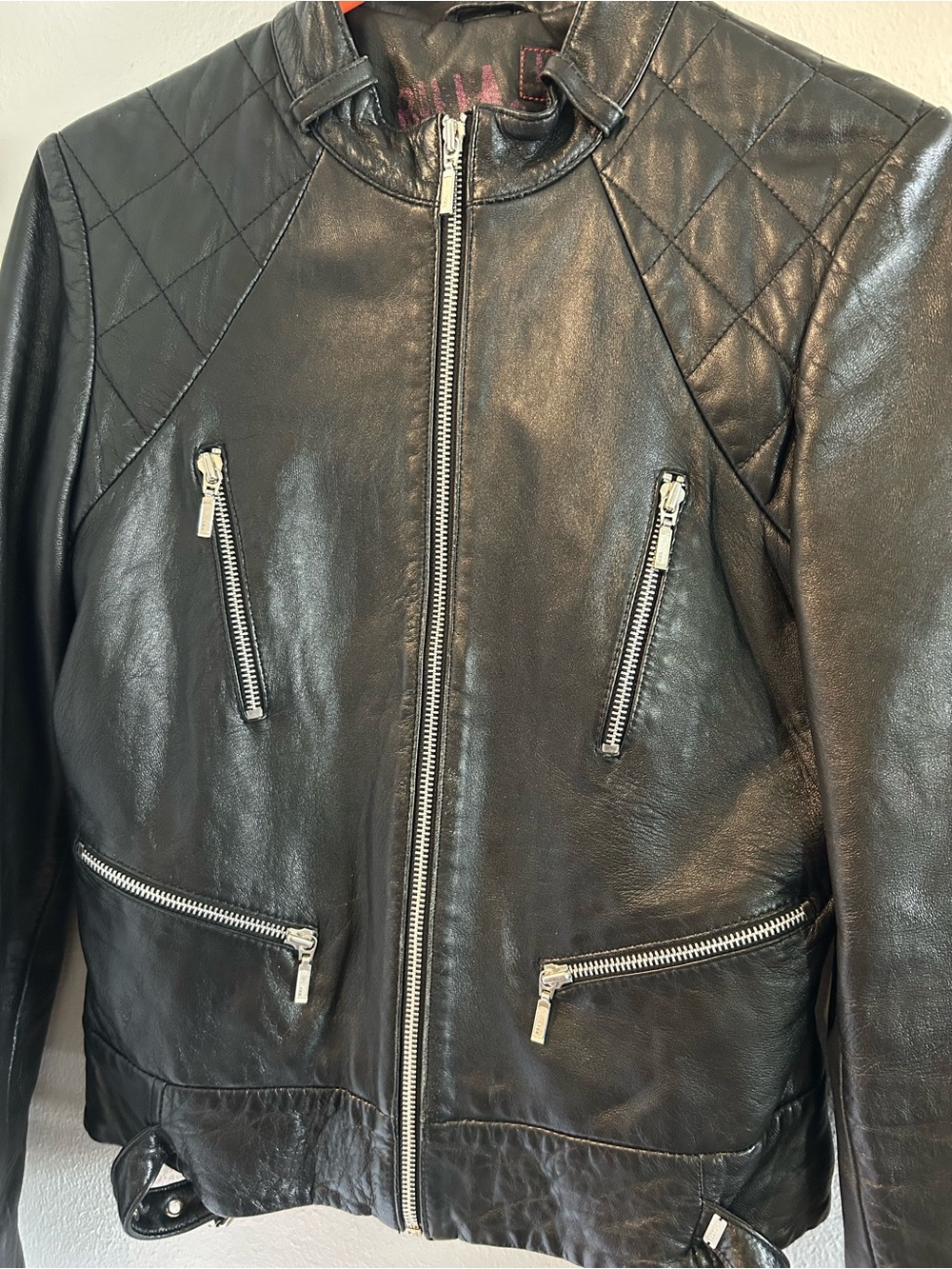 Billabong   Leather  Moto  Jacket women’s medium - Picture 2 of 5